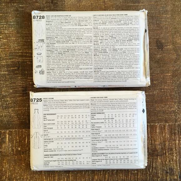 Simplicity Sewing Patterns Medieval Costume Gown Dress Cape Surcote 10-14 UNCUT - Picture 2 of 2